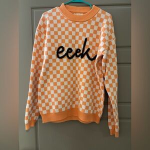 Nora Madison Orange and White Knit Sweater for Halloween